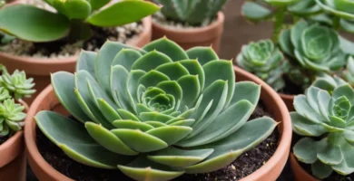 Planta con hojas verdes mostrando el tiempo estimado para el crecimiento basado en el calendario de riego. (Traducción: Descubre el tiempo estimado de crecimiento para el follaje de los suculentas)