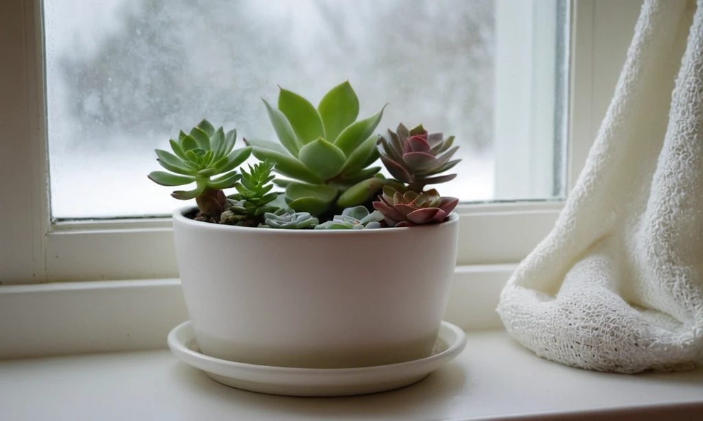 Planta pequeña sentada en una ventana