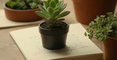Señal de cuidados suculentos con un pequeño símbolo de planta: medidas preventivas seguidas de nutrir consejos en caligrafía a mano.