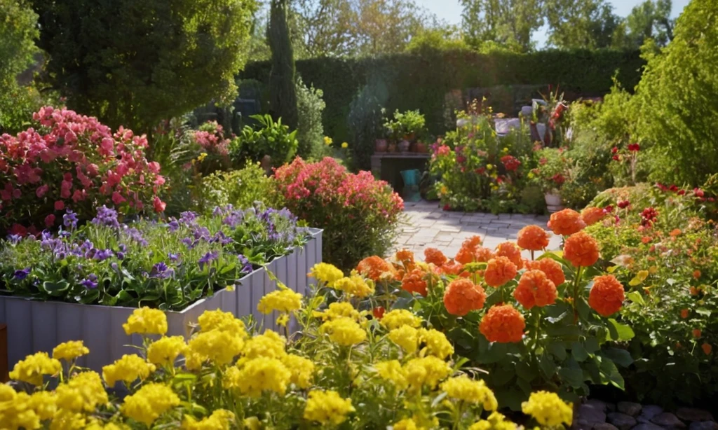 (Traducción: En busca de las mejores plantas de floración para el sol completo en un recipiente para [nombre]... ¡Descubre el ganador! - un anuncio con varias especies de plantas de flores