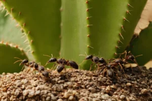 Eliminar eficientemente las hormigas de cacti mientras mantiene la integridad de la planta utilizando métodos naturales como solución de jabón y agua hirviendo.