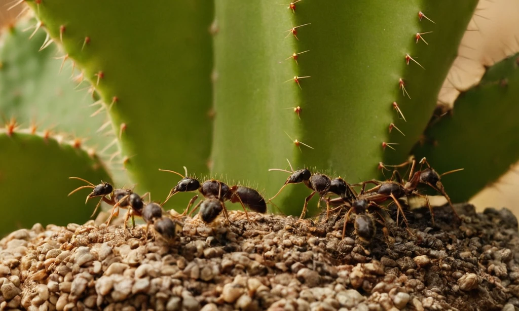 Eliminar eficientemente las hormigas de cacti mientras mantiene la integridad de la planta utilizando métodos naturales como solución de jabón y agua hirviendo.