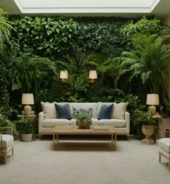 Diseñador de interiores eligiendo plantas con hojas largas
