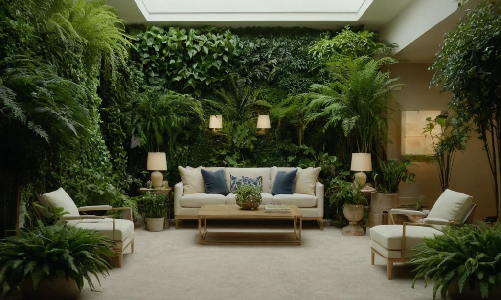 Diseñador de interiores eligiendo plantas con hojas largas