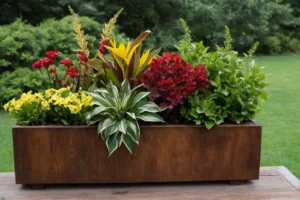 Una cuidada colección de plantas ornamentales con hojas de colores variados - rojos