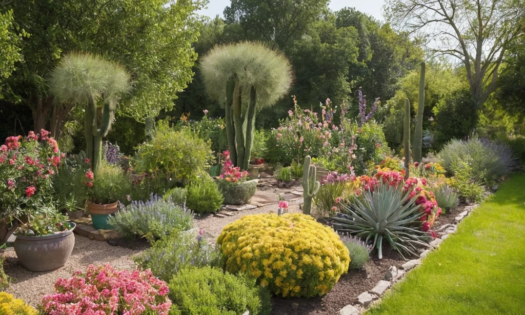 Persona regar plantas en macetas fuera de su casa con la intención de atraer riqueza y prosperidad. 1a imagen presenta hierbas con flores como lavanda agregando encanto de color y energía