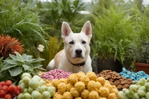 Perro que recoge los tratamientos bajo una serie de opciones de plantas que muestran niveles variables de toxicidad.