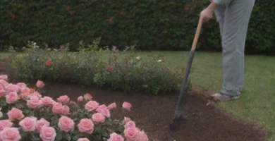 Persona sosteniendo un ramo de rosas con su sistema raíz visible y enfocado con determinación. El mensaje comunica sutilmente el uso de métodos naturales de etiquetado de insectos como una solución eficaz para mantener las plagas alejadas de las flores