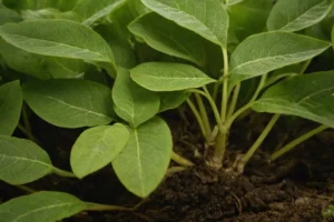 La planta rota deja el gaseo para el aire debido a un crecimiento profundo